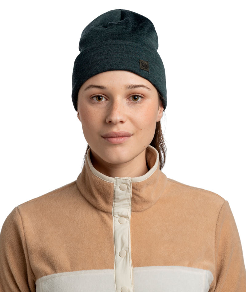 Buff Merino Heavyweight Beanie Hat in Forest