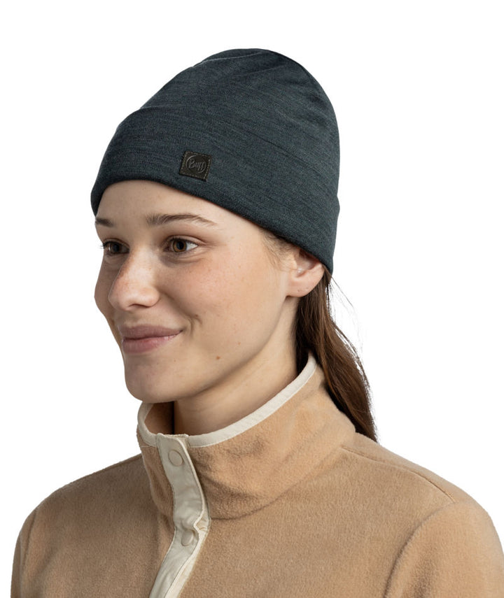 Buff Merino Heavyweight Beanie Hat in Forest