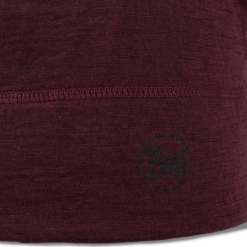 Buff Merino Lightweight Beanie Hat in Garnet