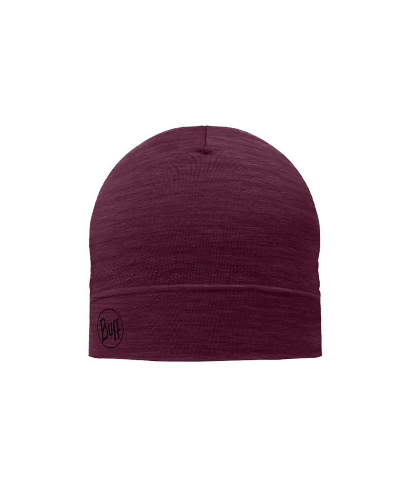 Buff Merino Lightweight Beanie Hat in Garnet