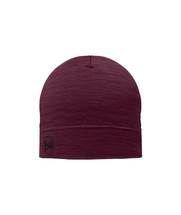 Buff Merino Lightweight Beanie Hat in Garnet