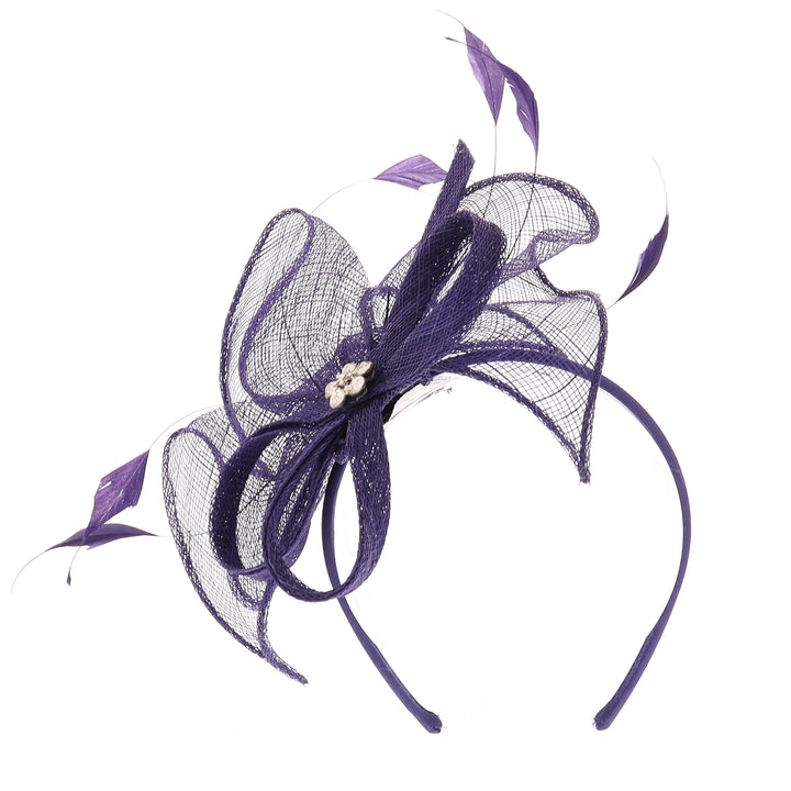 Indigo Small Sinamay & Feather Headband Fascinator (BL1126)