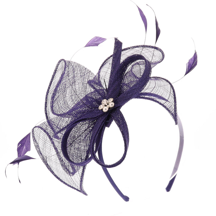 Indigo Small Sinamay & Feather Headband Fascinator (BL1126)