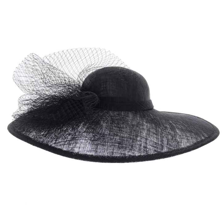 Black Large Brim Sinamay Wedding Hat