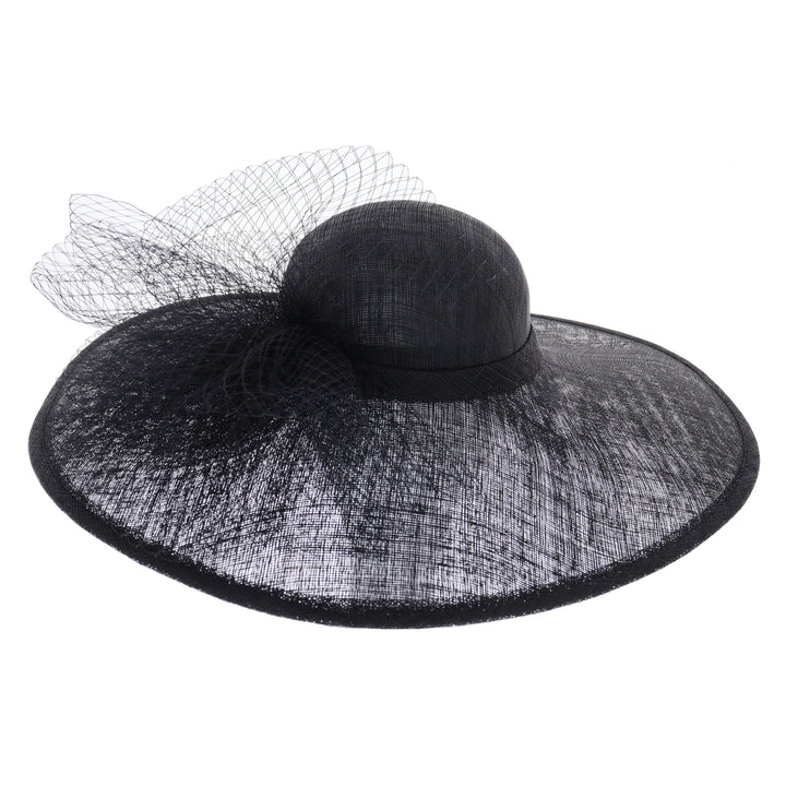 Black Large Brim Sinamay Wedding Hat