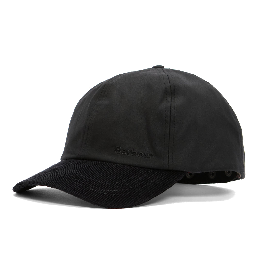 Barbour Ashby Waxed Cotton Baseball Cap in Black