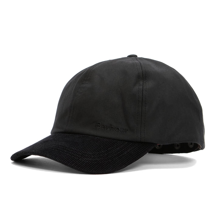 Barbour Ashby Waxed Cotton Baseball Cap in Black