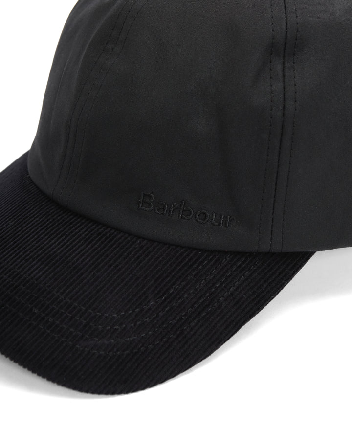 Barbour Ashby Waxed Cotton Baseball Cap in Black