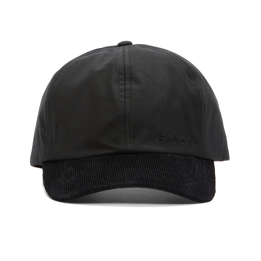 Barbour Ashby Waxed Cotton Baseball Cap in Black