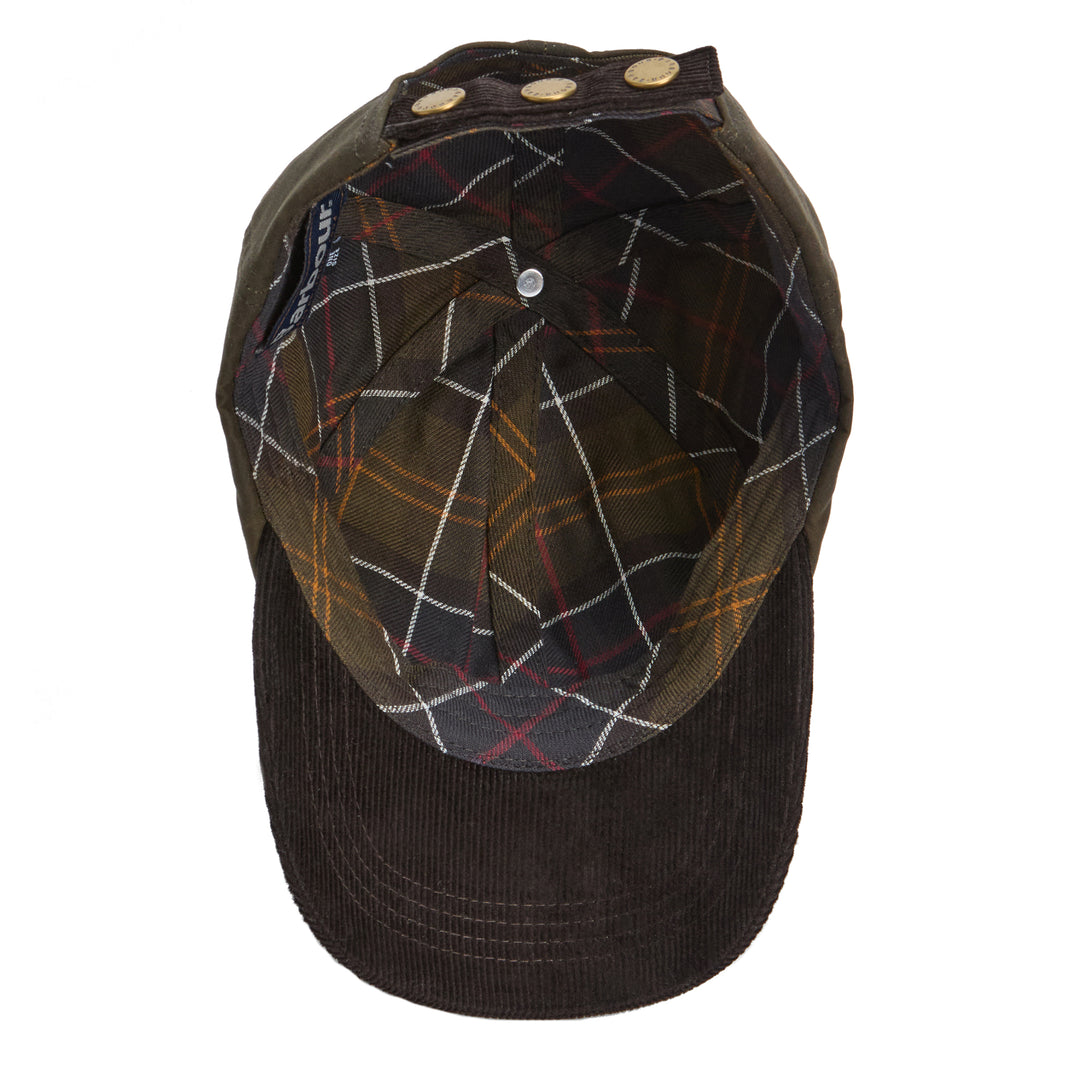 Barbour Ashby Waxed Cotton Baseball Cap in Olive