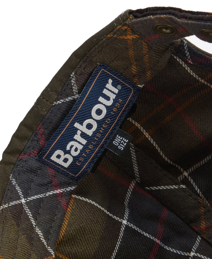 Barbour Ashby Waxed Cotton Baseball Cap in Olive