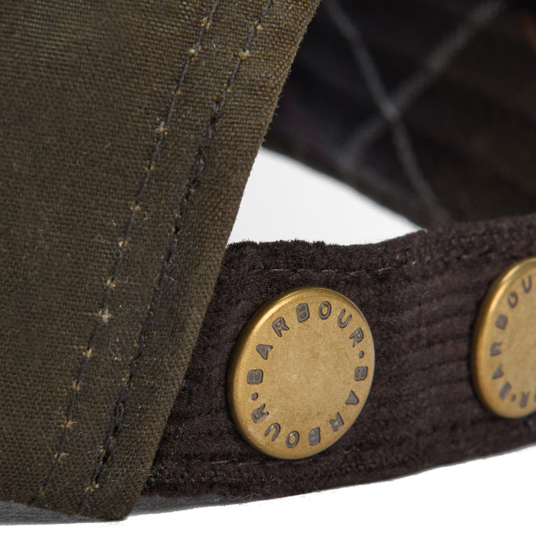 Barbour Ashby Waxed Cotton Baseball Cap in Olive