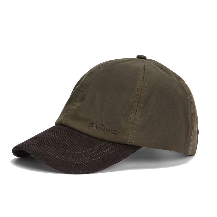 Barbour Ashby Waxed Cotton Baseball Cap in Olive