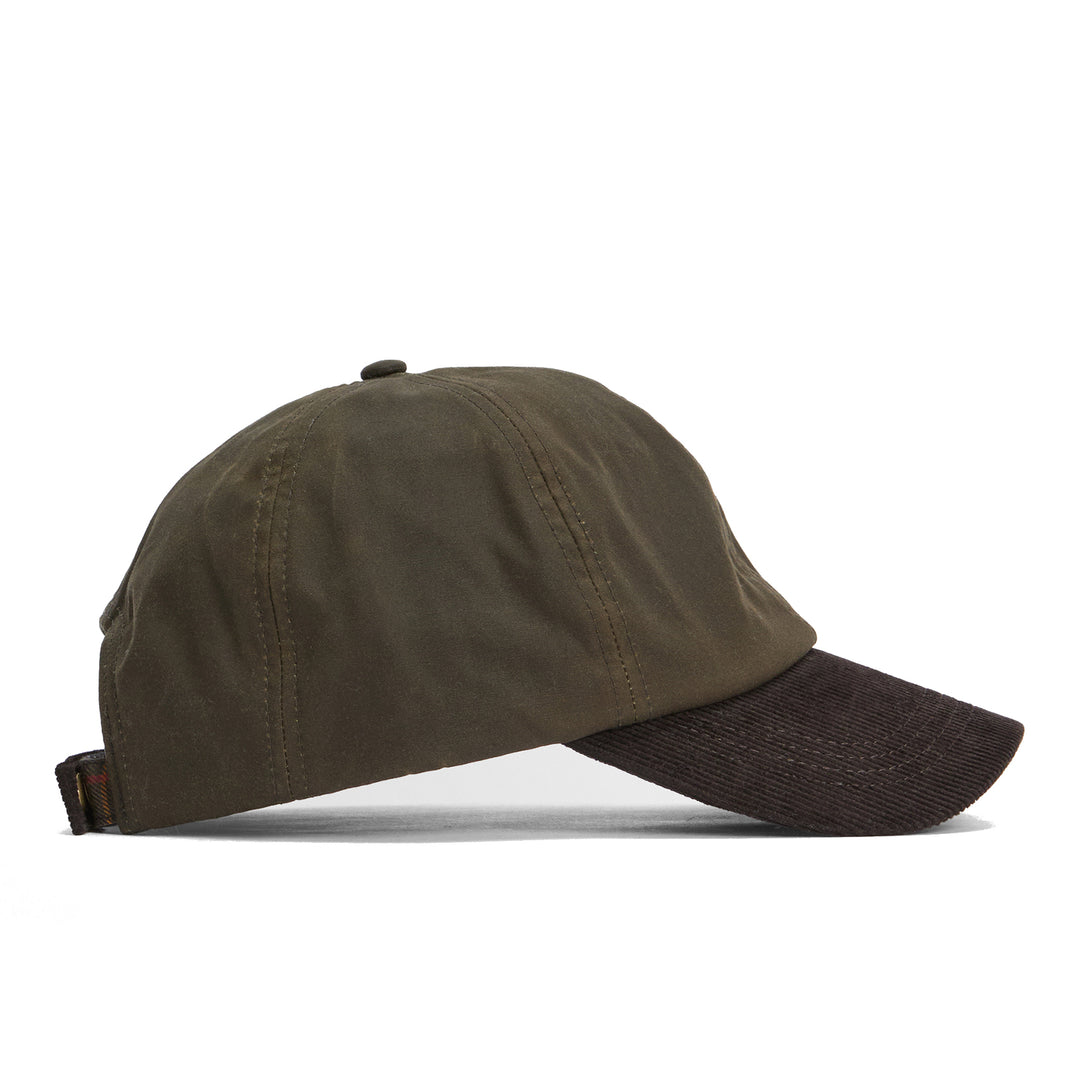 Barbour Ashby Waxed Cotton Baseball Cap in Olive