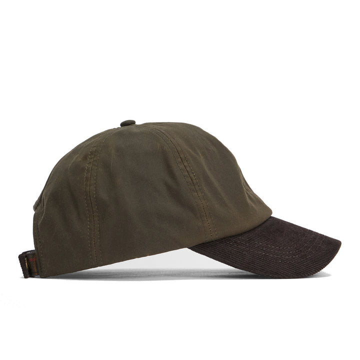 Barbour Ashby Waxed Cotton Baseball Cap in Olive