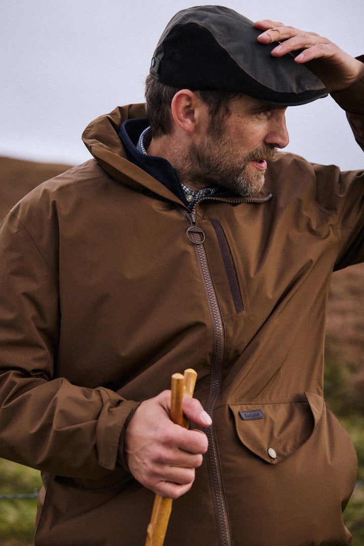 Barbour Ashby Wax Flat Cap in Olive