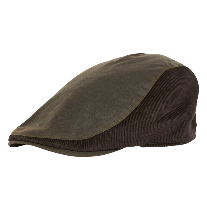 Barbour Ashby Wax Flat Cap in Olive