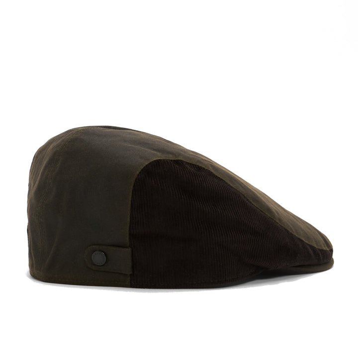 Barbour Ashby Wax Flat Cap in Olive
