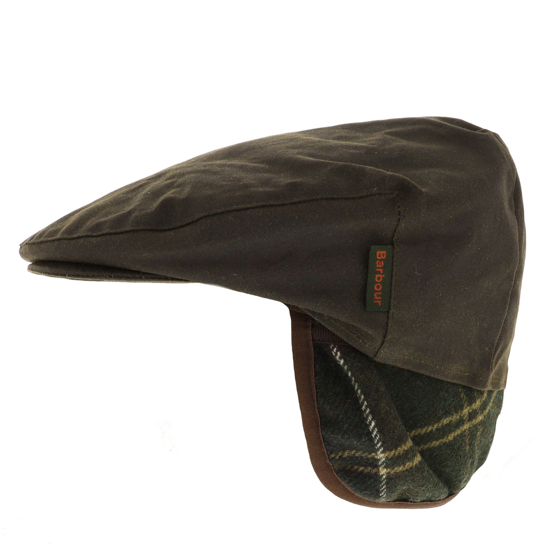 Barbour Cheviot Wax Earflap Cap in Olive