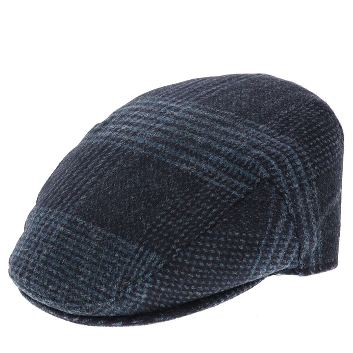 Barbour Deveron Wool Flat Cap in Navy Blue