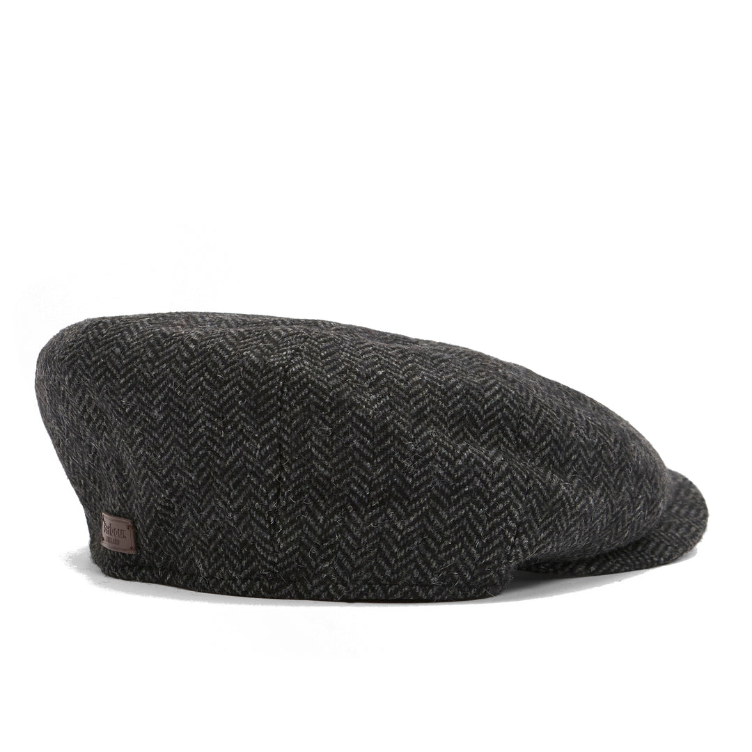 Barbour Fyne Herringbone Bakerboy Cap in Charcoal