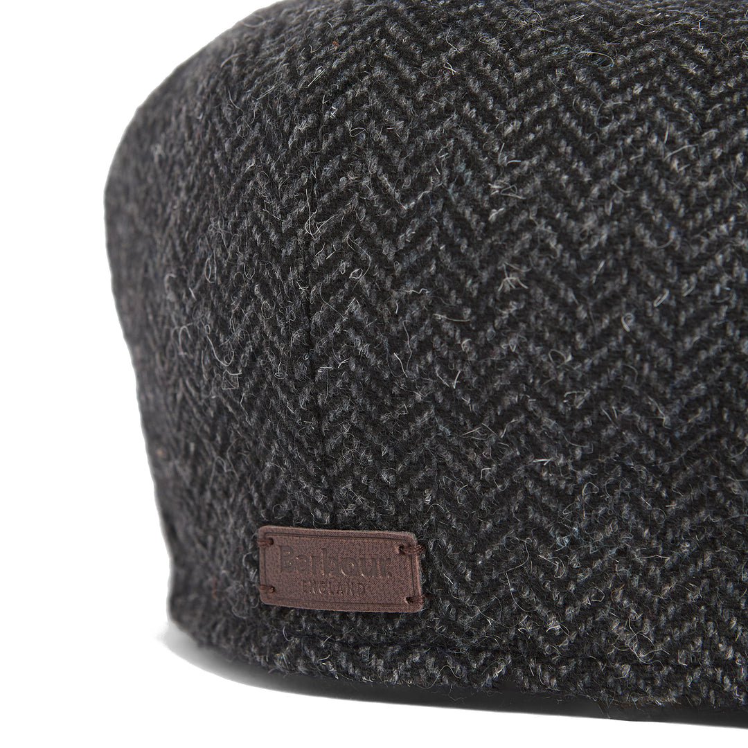 Barbour Fyne Herringbone Bakerboy Cap in Charcoal