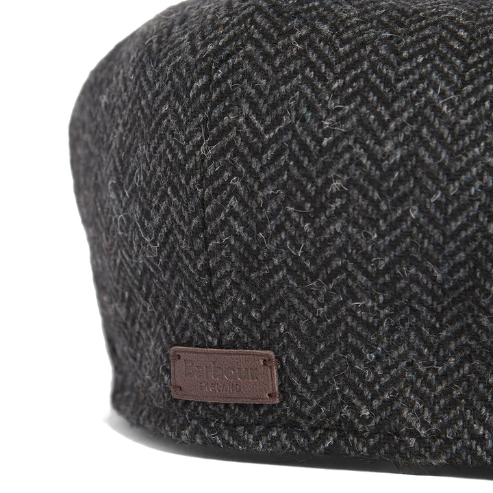 Barbour Fyne Herringbone Bakerboy Cap in Charcoal