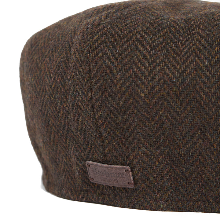 Barbour Fyne Herringbone Bakerboy Cap in Dark Brown