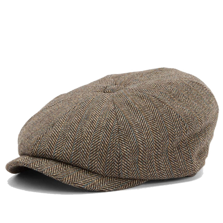 Barbour Fyne Herringbone Bakerboy Cap in Brown
