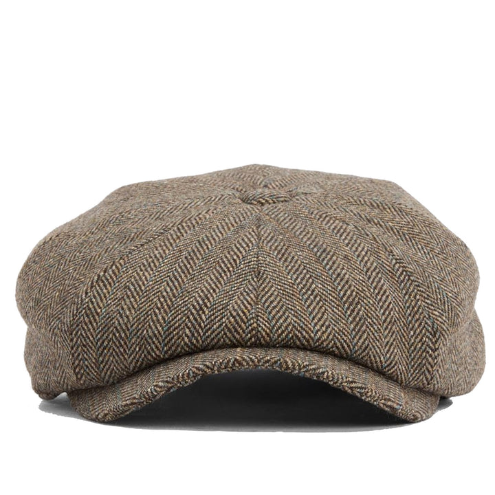 Barbour Fyne Herringbone Bakerboy Cap in Brown