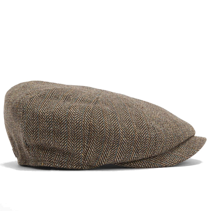 Barbour Fyne Herringbone Bakerboy Cap in Brown