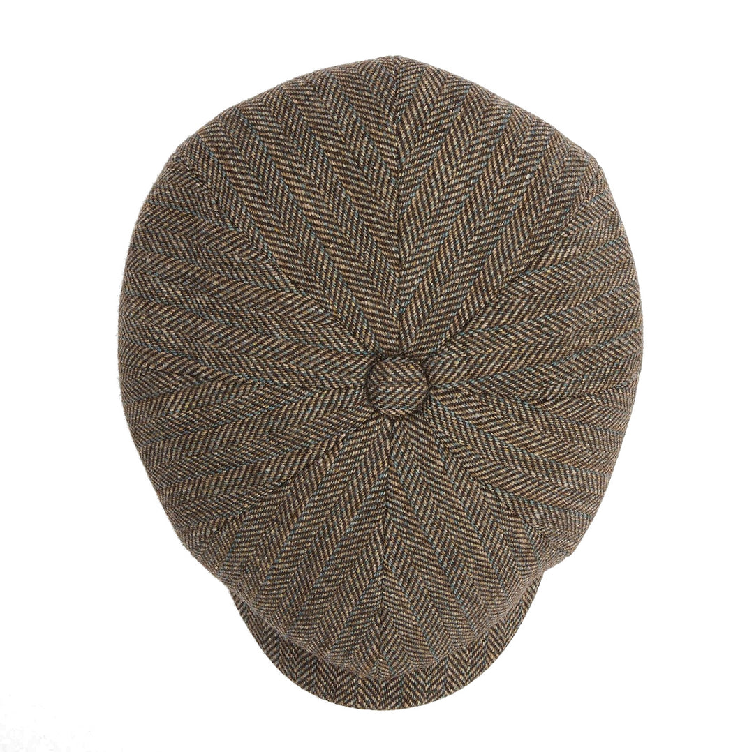 Barbour Fyne Herringbone Bakerboy Cap in Brown