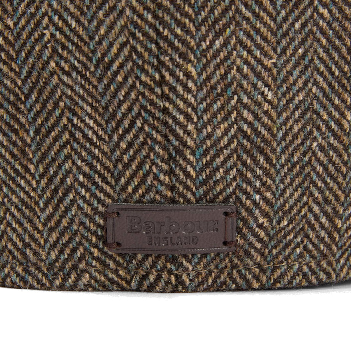 Barbour Fyne Herringbone Bakerboy Cap in Brown