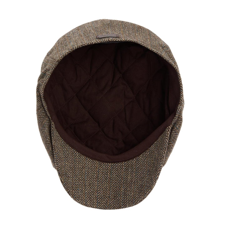 Barbour Fyne Herringbone Bakerboy Cap in Brown