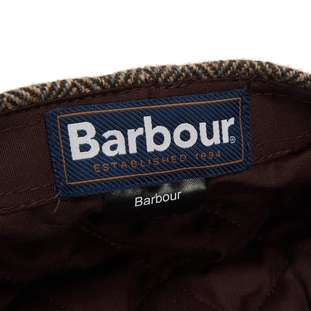 Barbour Fyne Herringbone Bakerboy Cap in Brown