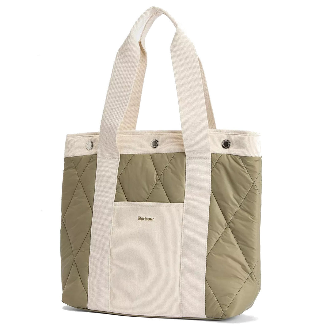 Barbour Healy Quilted Tote Bag Bleached Olive