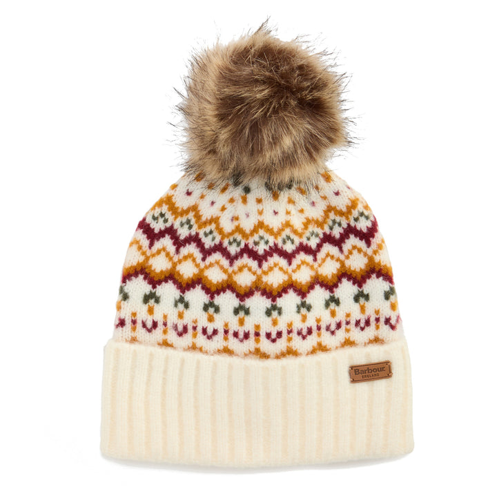Barbour Kingsford Fairisle Bobble Hat in Cloud