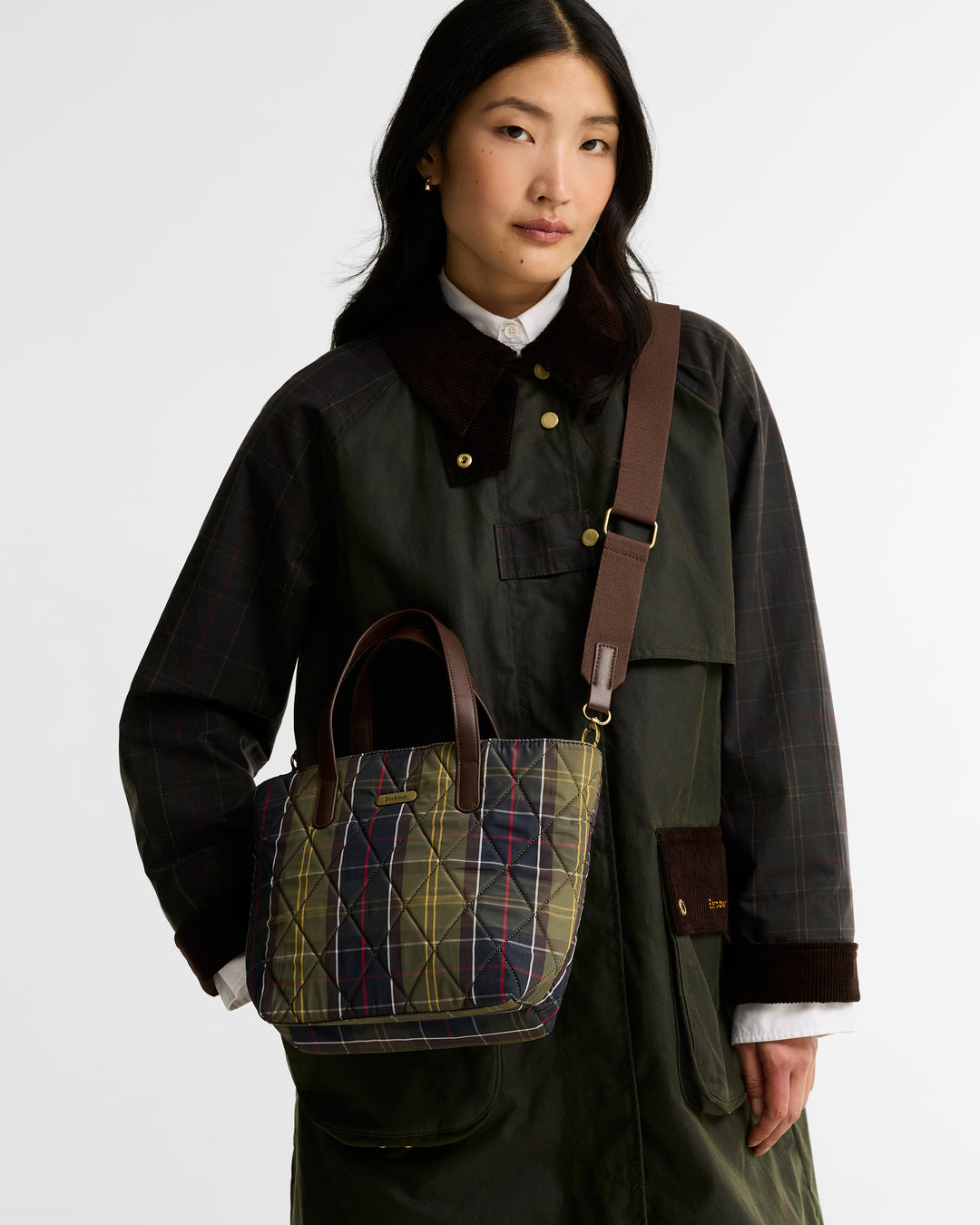 Barbour Mini Quilted Tote Bag in Classic Tartan