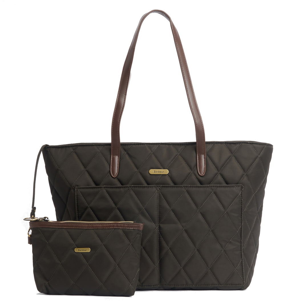 Barbour Quilted Tote Bag in Olive