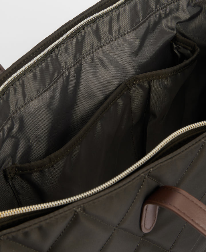 Barbour Quilted Tote Bag in Olive