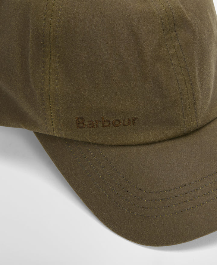 Barbour Adjustable Waxed Cotton Baseball Cap in Beech