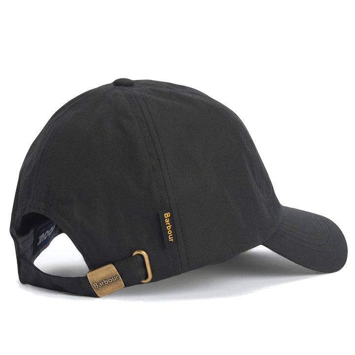 Barbour Adjustable Waxed Cotton Baseball Cap in Black