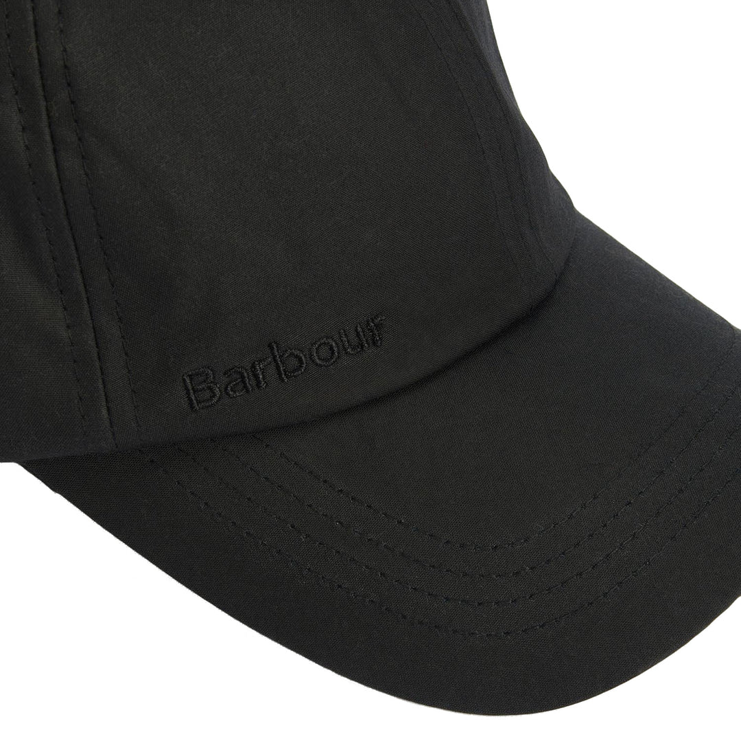Barbour Adjustable Waxed Cotton Baseball Cap in Black