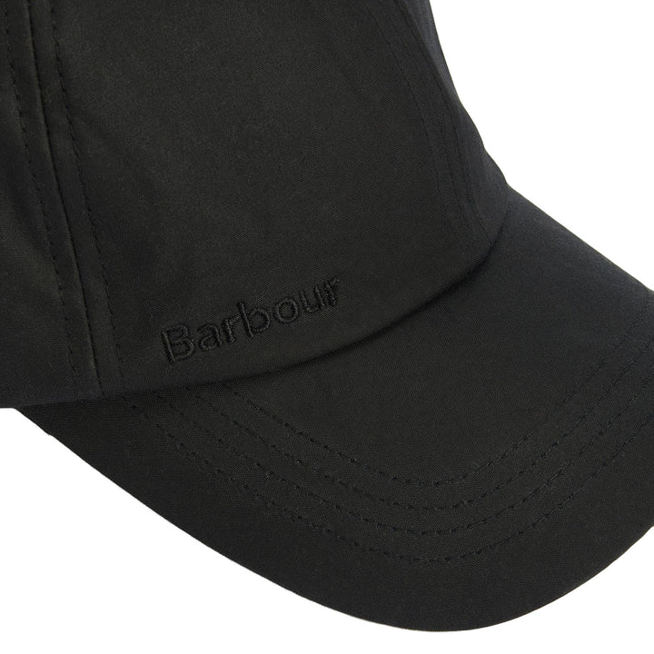Barbour Adjustable Waxed Cotton Baseball Cap in Black