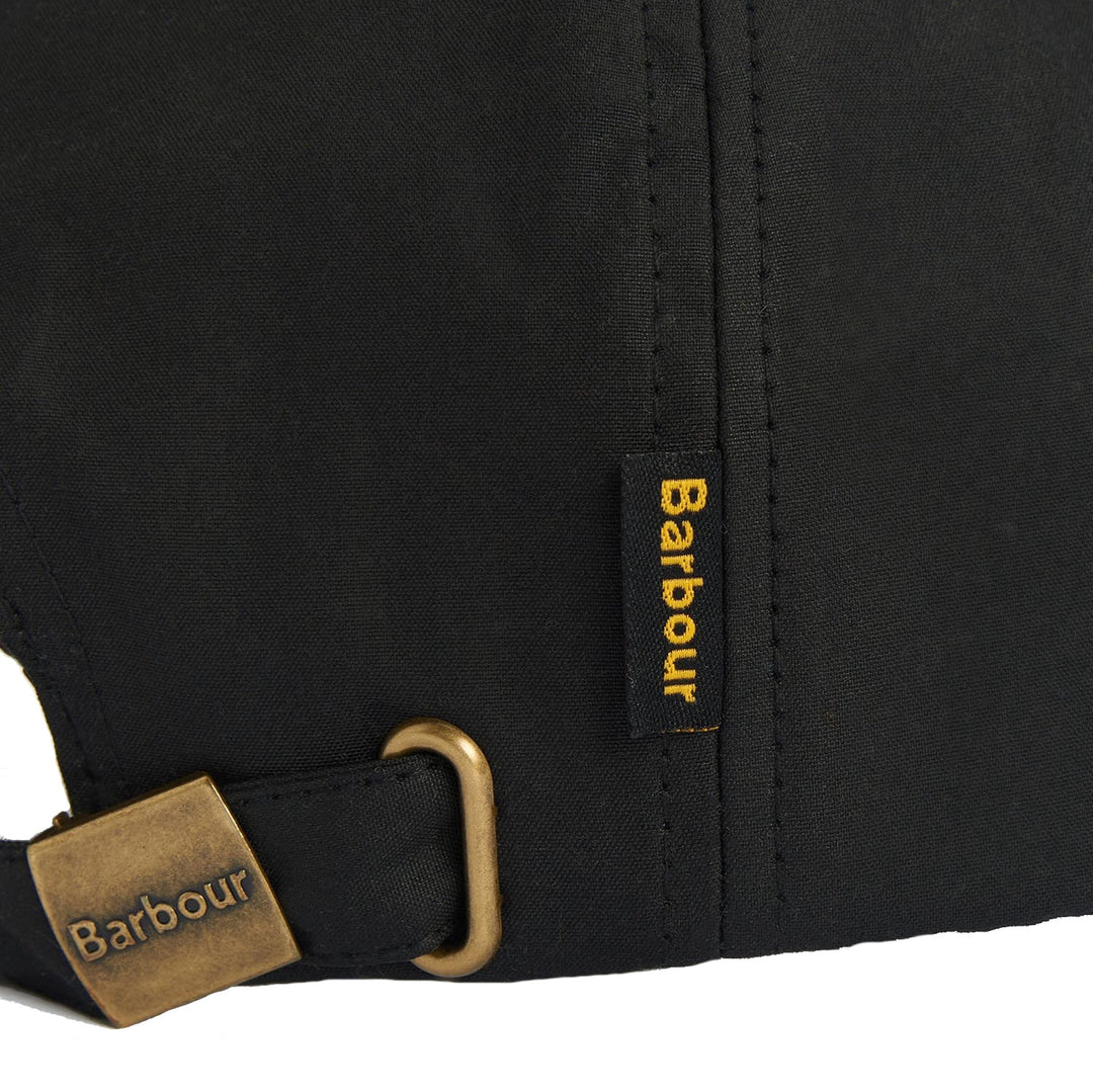 Barbour Adjustable Waxed Cotton Baseball Cap in Black