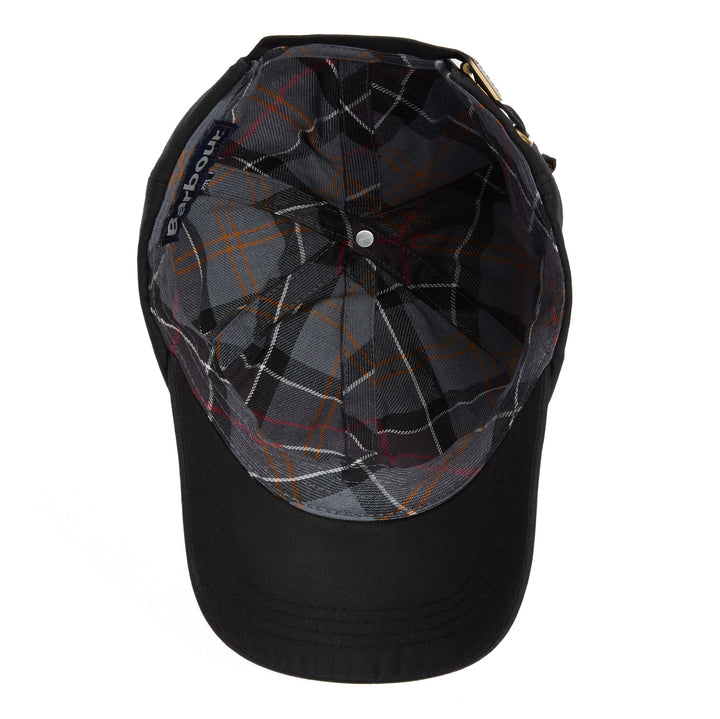 Barbour Adjustable Waxed Cotton Baseball Cap in Black