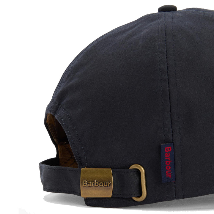 Barbour Adjustable Waxed Cotton Baseball Cap in Navy