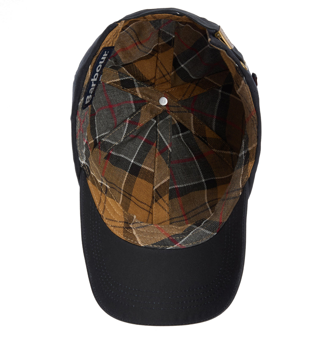 Barbour Adjustable Waxed Cotton Baseball Cap in Navy