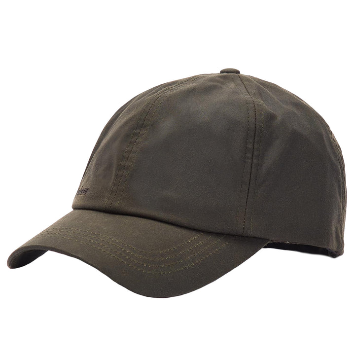 Barbour Adjustable Waxed Cotton Baseball Cap in Olive