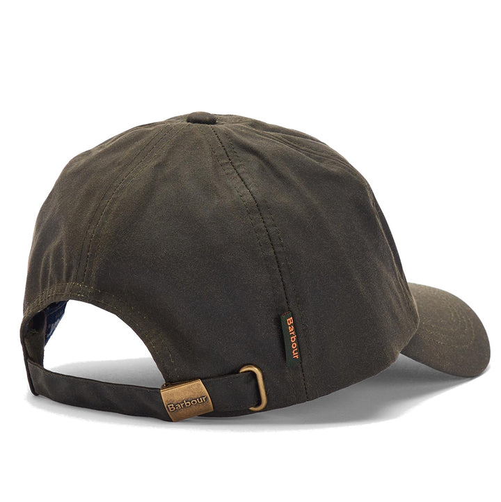 Barbour Adjustable Waxed Cotton Baseball Cap in Olive